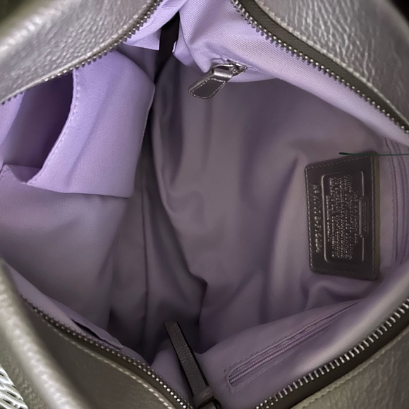 NWOT Coach F15064 Metallic Silver Hobo Satchel Shoulder Bag FREE wallet - Picture 11 of 13